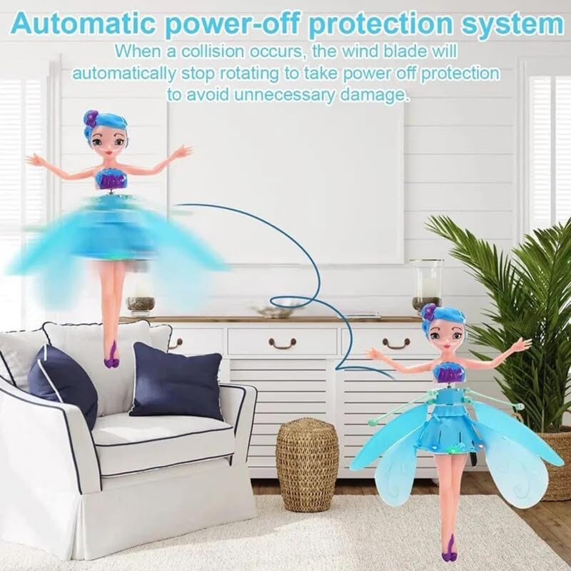 Flying Fairy Doll, Hand Sensor Control, USB Powered Magic Flying Fairy, Sky Dancers Flying Toy, Rainbow Glitter Flying Princess Doll Best Gift for Girls Boys.