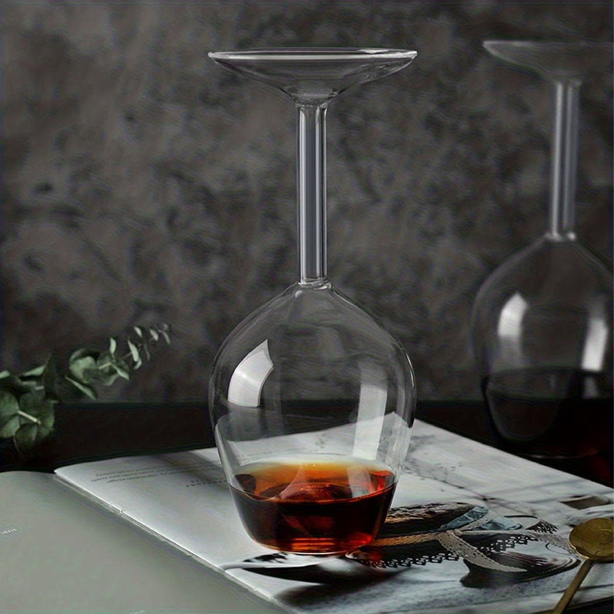 2X Long Stem Upside Down Wine Glass Funky Stemmed Wine Glasses Upside Down Long Stem Wine Glasses(6 Pics)