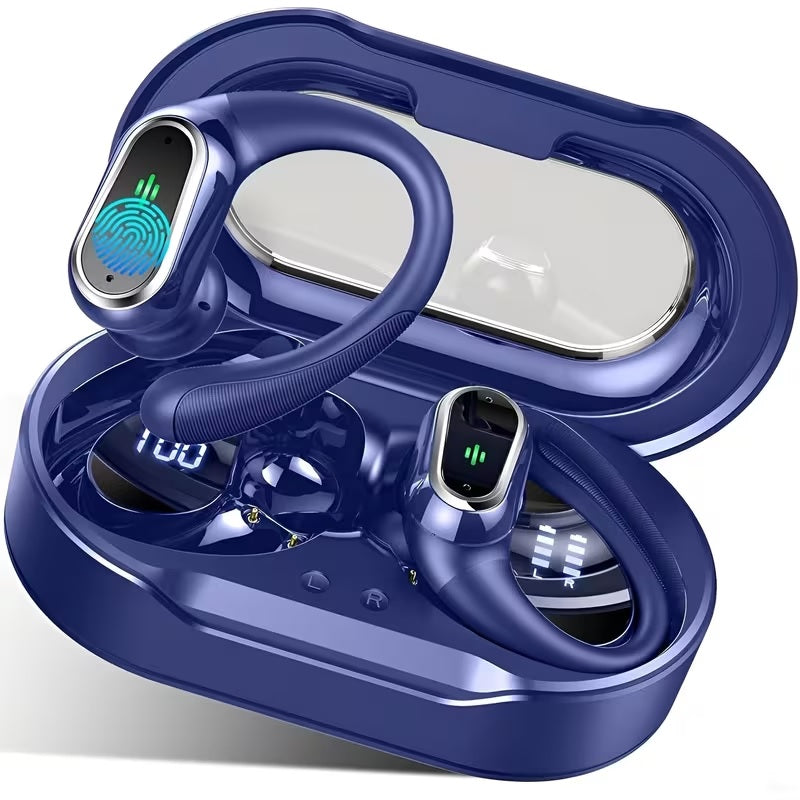 Wireless Earbuds, 2026 Bluetooth 5.4 Headphones Sport, Bluetooth Earbuds with ENC Noise Canceling Mic, 60H Stereo Waterproof with Earhooks, Dual LED Display