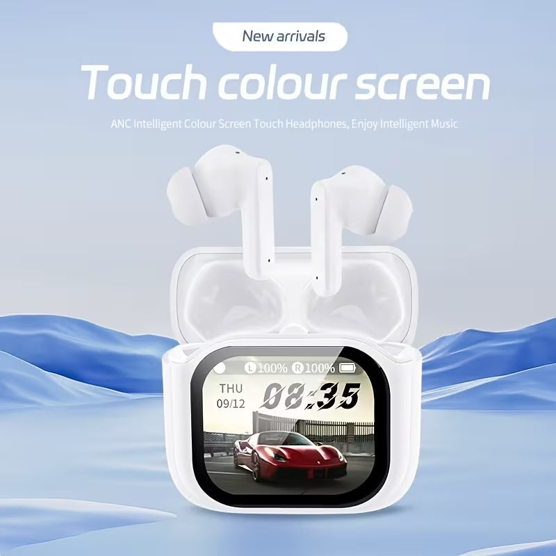 Active Noise-Cancelling Wireless Earbuds with Smart Display Case