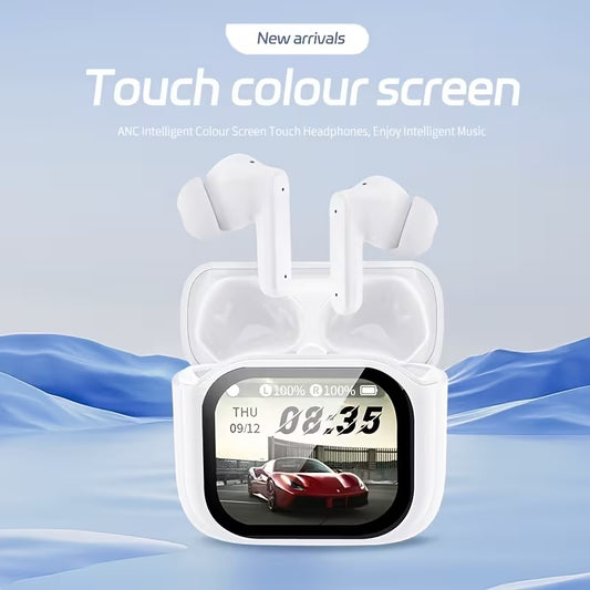 Active Noise-Cancelling Wireless Earbuds with Smart Display Case