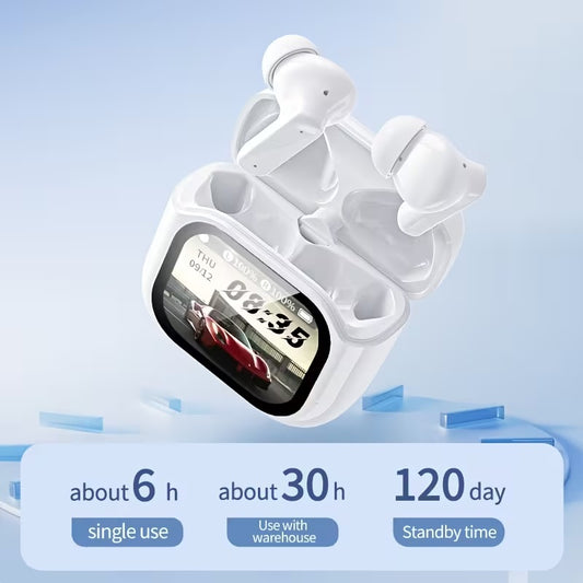 Active Noise-Cancelling Wireless Earbuds with Smart Display Case
