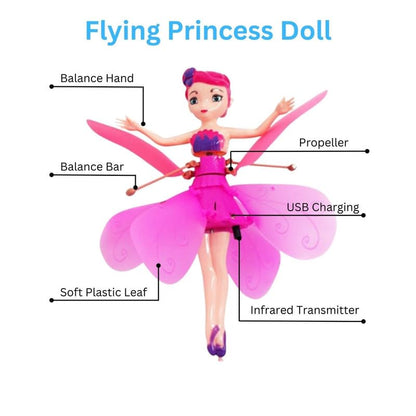 Flying Princess Fairy Toy with Infrared Hand Sensor & USB Rechargeable Hover Design | Flying Dolls for Girls | Labubu Doll Original | Kids Play Item Age 5 to 10