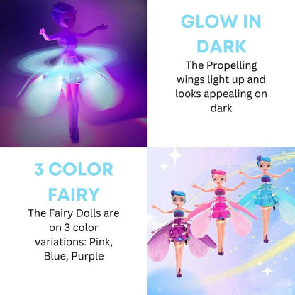 Flying Fairy Doll, Hand Sensor Control, USB Powered Magic Flying Fairy, Sky Dancers Flying Toy, Rainbow Glitter Flying Princess Doll Best Gift for Girls Boys.