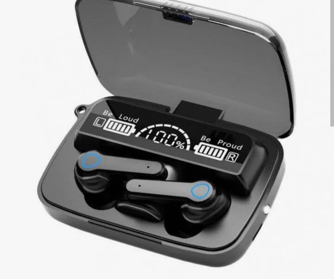 TWS Earbuds, in-Ear v5.1 Bluetooth, IPX7 Waterproof & 120 hrs Playtime with LED Display and Noise Cancellation, Black Color and 2200 mAh Battery Bank