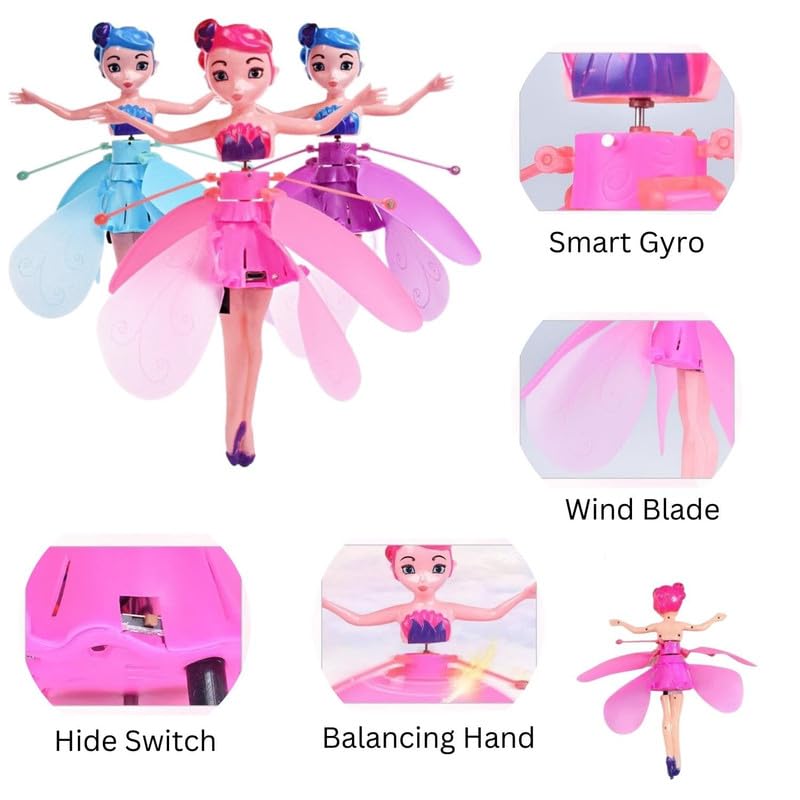 Flying Fairy Doll, Hand Sensor Control, USB Powered Magic Flying Fairy, Sky Dancers Flying Toy, Rainbow Glitter Flying Princess Doll Best Gift for Girls Boys.