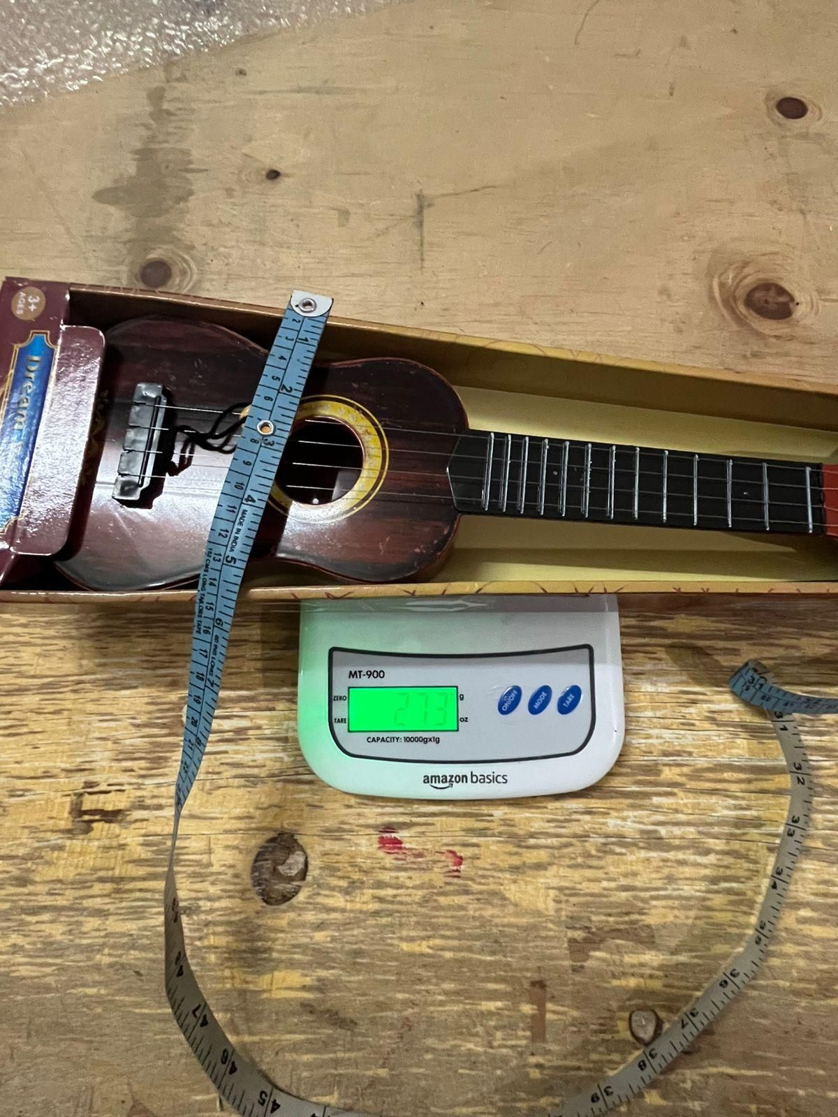 Mini Wooden Finish Plastic Guitar Music Instrument with 4 strings Clear sound
