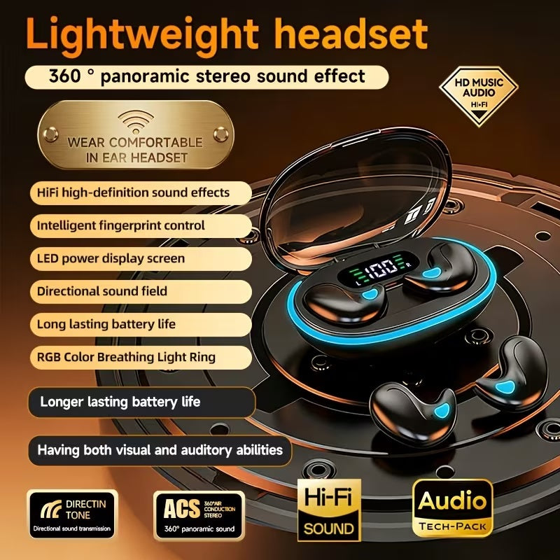 Bluetooth Open Ear Wireless Sleeping Earbuds, BT5.4 Headphones, Button Control & Type-C Fast Charging, ENC Call Noise Reduction, Ideal for Sleeping, Meditation and Entertainment.