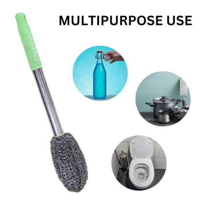 Long Handle Bottle Cleaning Brush – Stainless Steel Scrubber Pack of 2 (random color)