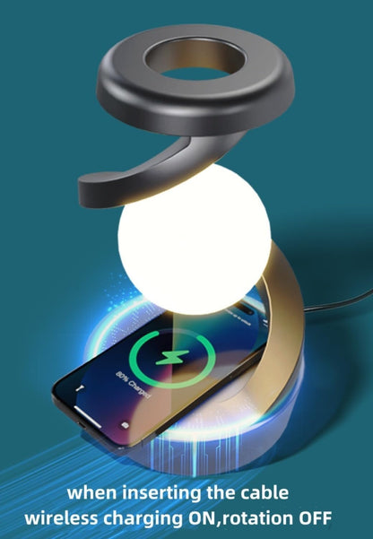 Rotating Suspension LED Table Lamp with Wireless Charger, Magnetic 360° Floating RGB Night Light, Creative Light for Bedroom/Living Room/Party/Birthday Gift