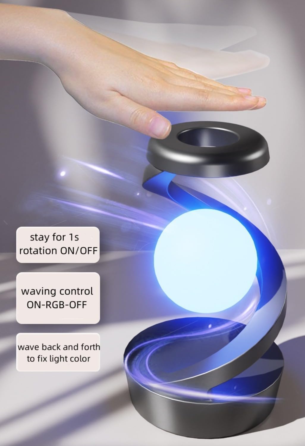 360° Rotating LED Table Lamp | Moving Light Effect with Wireless Charging Support (Plugged Use Only) | Modern Decorative Lamp for Bedroom & Home Décor