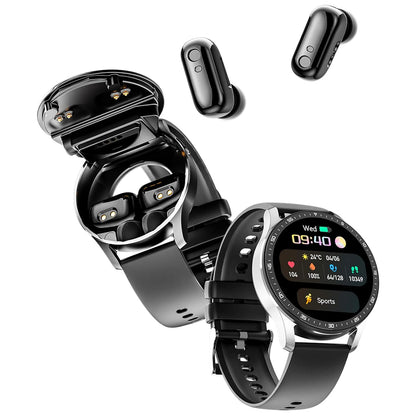 Smart Watch With Earbuds,2 In 1 Build-In TWS Wireless Bt5.0 Earphone Fitness Sports Health Monitor