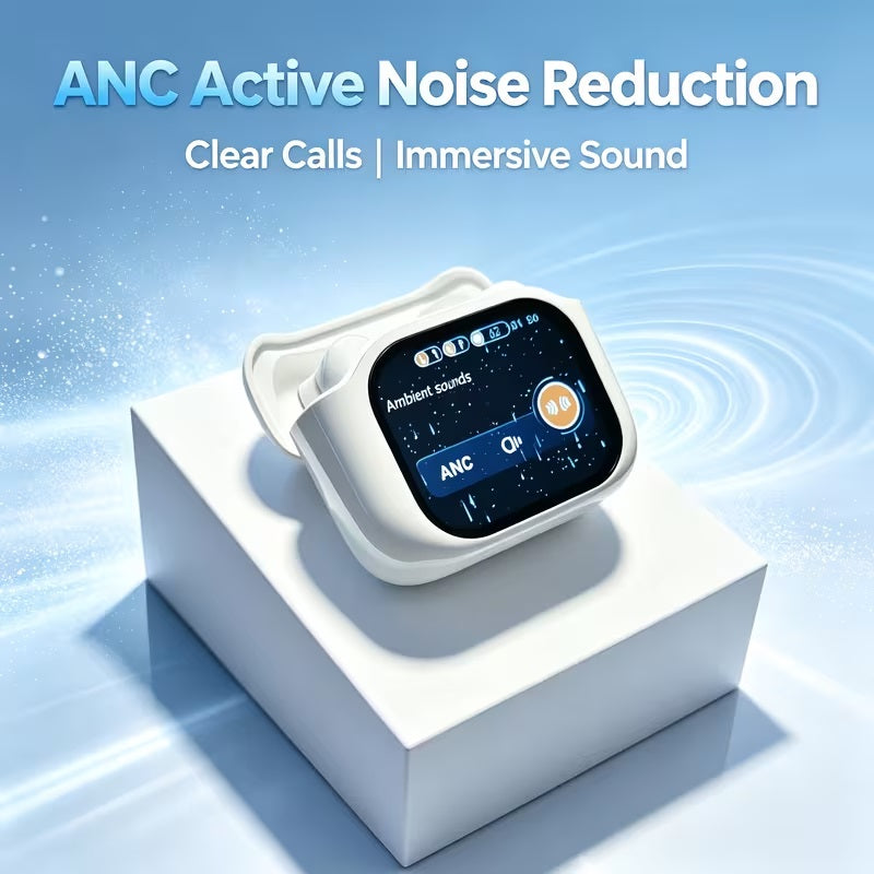 Active Noise-Cancelling Wireless Earbuds with Smart Display Case