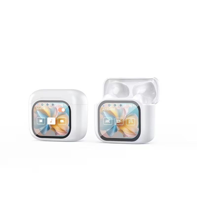 Active Noise-Cancelling Wireless Earbuds with Smart Display Case