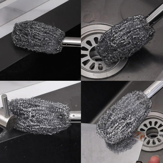 Long Handle Bottle Cleaning Brush – Stainless Steel Scrubber Pack of 2 (random color)