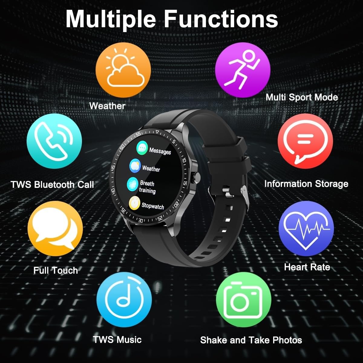 Smart Watch With Earbuds,2 In 1 Build-In TWS Wireless Bt5.0 Earphone Fitness Sports Health Monitor