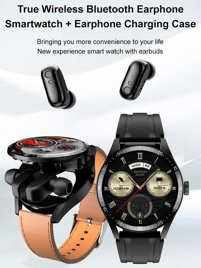 Smart Watch with Wireless Earbuds, 2-in-1 Bluetooth Calling Smartwatch, Waterproof, Sleep Monitoring, Fitness Tracking, Smart Watch for Men and Women