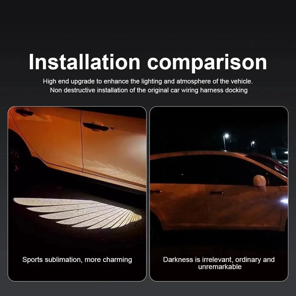 Bike LED Angel Wings Style Light Side Rear View Mirror High Reflection Beem Waterproof, Universal For All Motorcycle and Car Models