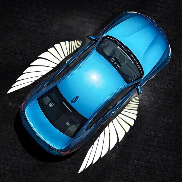 LED Light Car Laser Spot Projection Lamp Rearview Mirror Angel Wings Welcome Lights